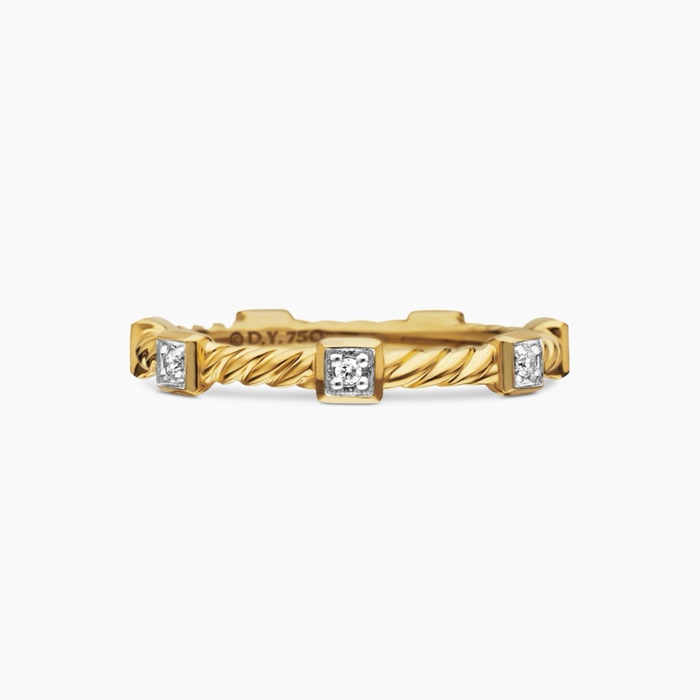 David Yurman Cable Collectibles Stations Stack Ring
18K YG Diamonds (US Size 7)
